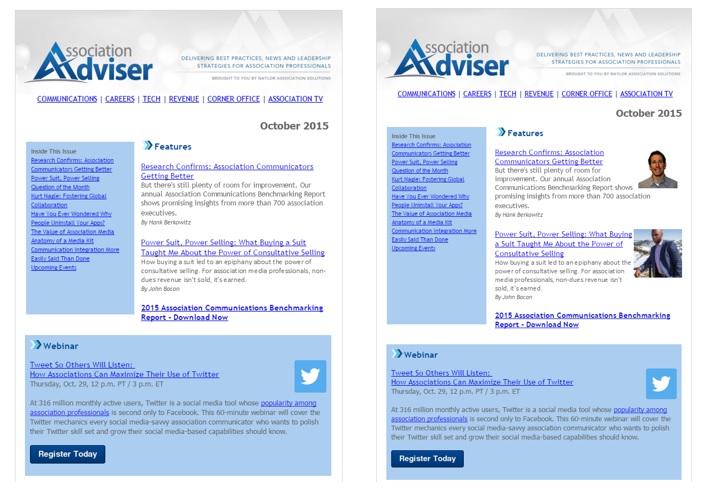 Association Adviser October Newsletter Comparison