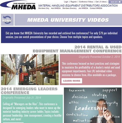 MHEDA University offers members and non-members the option to access videos, for a fee, of conferences from multiple topics and speakers.