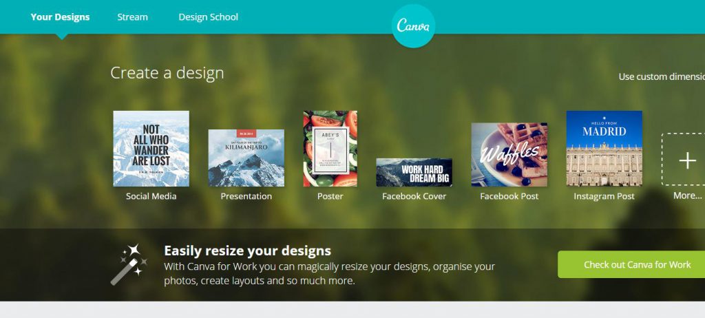 Canva Homepage Screenshot