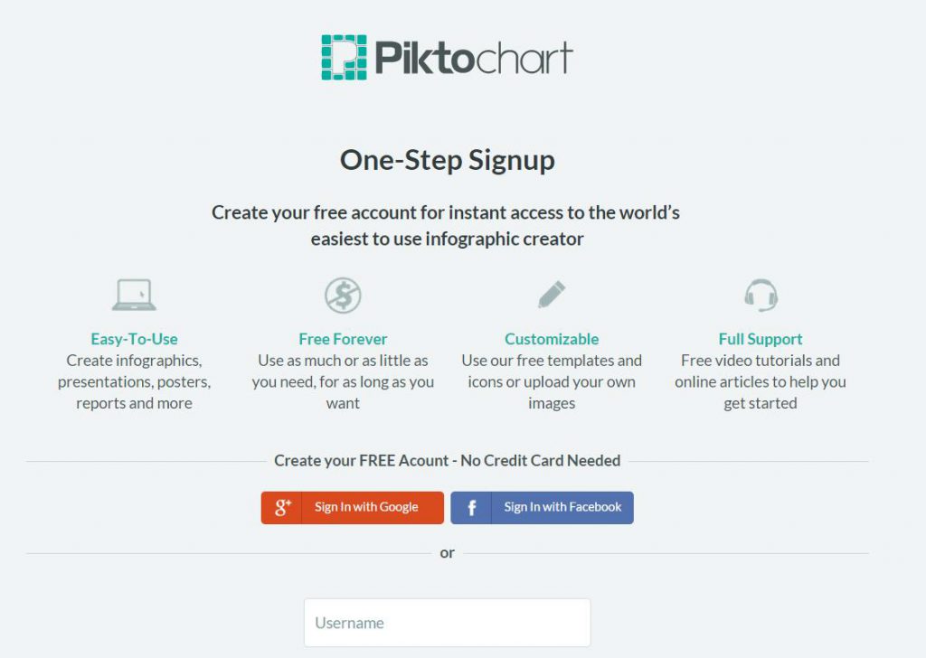 Piktochart Step One Screenshot