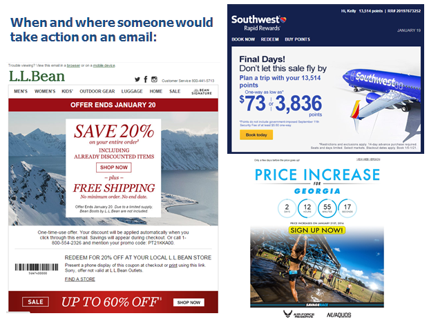 When and where to take action on an email - Email marketing strategy
