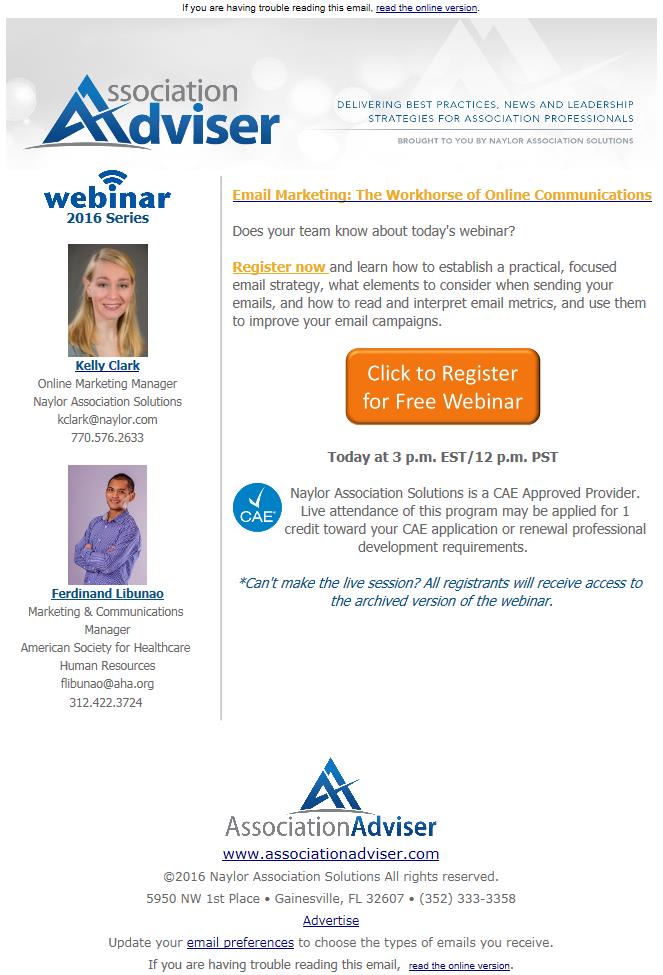 Market Webinar via Email