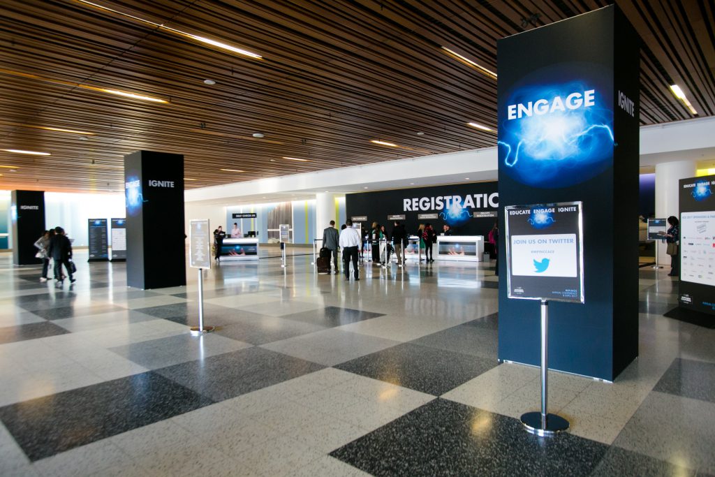 The registration area of MPINCC's Annual Conference & Expo at the Moscone Center in San Francisco. MPINCC spent extensive time updating their event emergency crisis plan prior to this year's event.