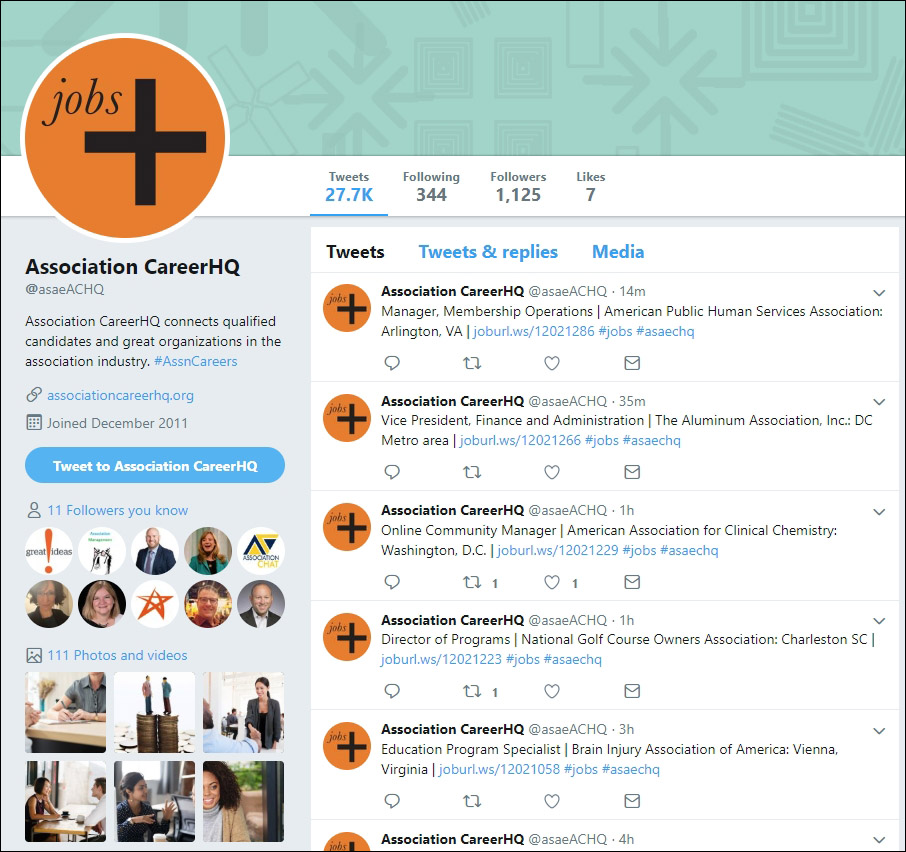 ASAE CareerHQ Twitter