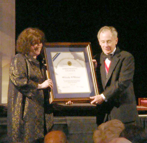 The American Urological Association awarded Wendy a Presidential Citation Award in 2010 for her work supporting the medical specialty. 