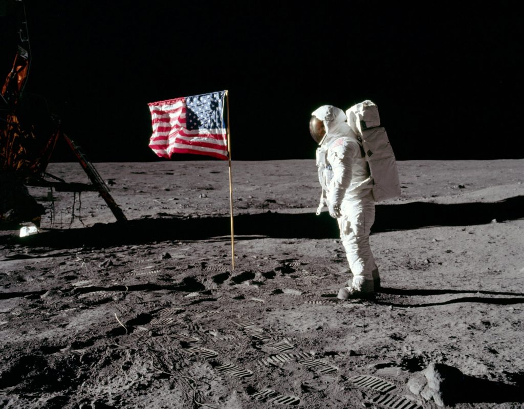 Neil Armstrong walking on the moon