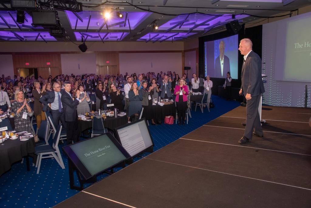 Darby Allen speaks to a crowd at his keynote session during CSAE's 2019 conference.