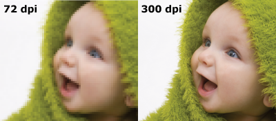 Example of 72 dpi vs. 300 dpi resolutions